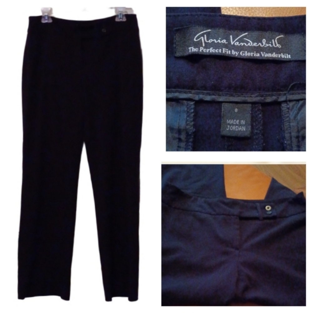 -- Gloria Vanderbilt Deep Black Trousers - Picture 2 of 7